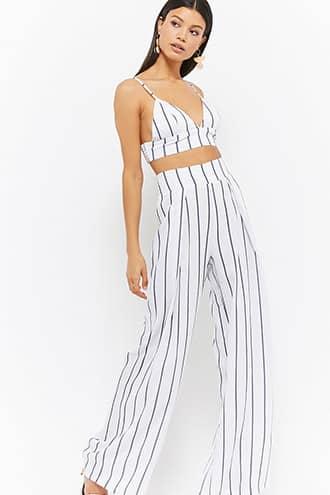 Forever21 Stripe Bralette & Palazzo Pants Set