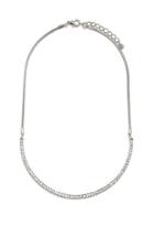 Forever21 Rhinestone-encrusted Bib Necklace (silver/clear)