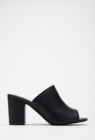 Forever21 Faux Leather Peep-toe Mules