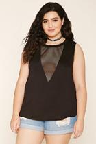 Forever21 Plus Women's  Plus Size Mesh Panel Top