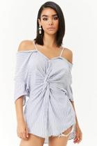 Forever21 Striped Open-shoulder Twist-front Top