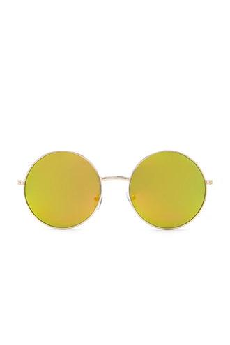 21 Men Gold & Brown Men Round Sunglasses
