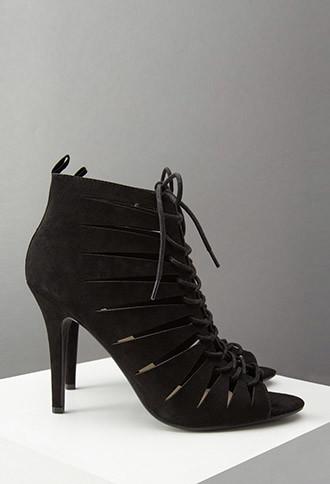 Forever21 Lace-up Faux Suede Pumps