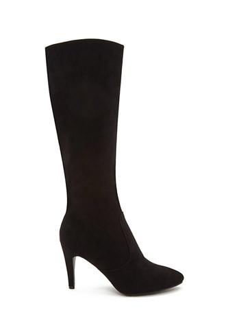 Forever21 Women's  Faux Suede Knee-high Boots (black)