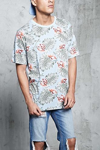 Forever21 Tropical Print Crew Neck Tee