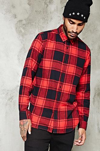 21 Men Men's  Slim-fit Cotton Flannel Shirt