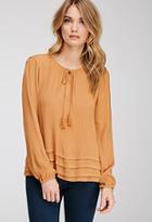 Forever21 Contemporary Gauze Layered-trim Blouse