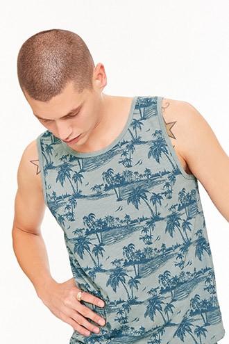 Forever21 Ocean Current Tropical Tank Top