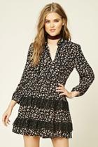 Forever21 Women's  Tiered Floral Peasant Dress