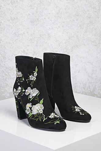 Forever21 Faux Suede Embroidered Boots