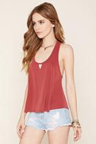 Forever21 Women's  Red Cutout Y-back Top
