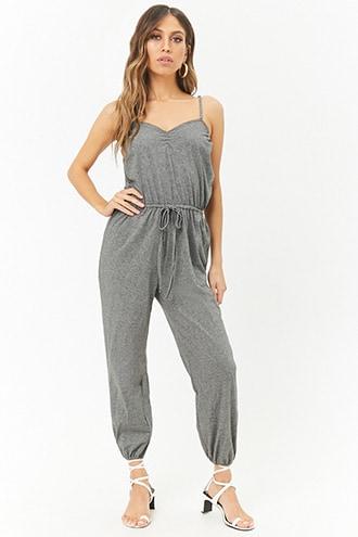 Forever21 Anm Striped Ruched Cami Jumpsuit