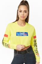 Forever21 Club Sail Usa Graphic Crop Top