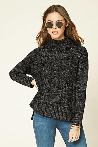 Forever21 Women's  Marled Knit Mock Neck Sweater