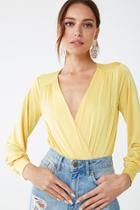 Forever21 Surplice Cuff-sleeve Bodysuit