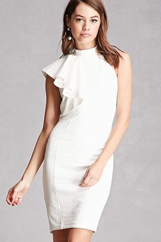Forever21 High Neck One-shoulder Dress