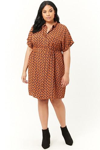 Forever21 Plus Size Geo Print Shirt Dress