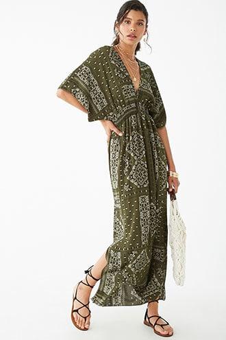 Forever21 Crepe Bandana Print Maxi Dress