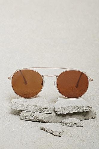 Forever21 Men Brow Bar Round Sunglasses