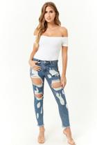 Forever21 Distressed Low-rise Ankle Jeans