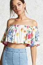 Forever21 Floral Ruffle Crop Top