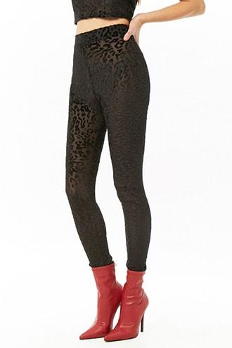 Forever21 Leopard Velvet Burnout Leggings