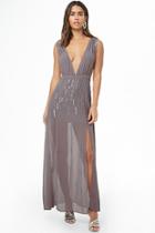 Forever21 Plunging Sequin Beaded Maxi Dress