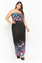 Forever21 Plus Size Floral Print Strapless Maxi Dress