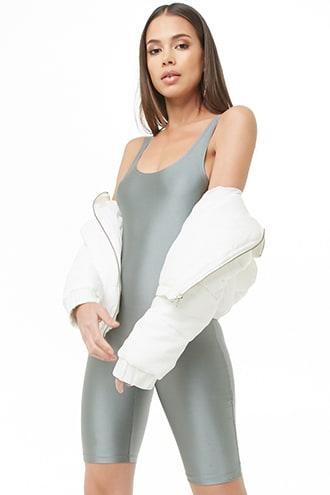 Forever21 Sheeny Biker Short Romper