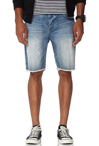 21 Men Cut-off Denim Shorts- Medium Wash