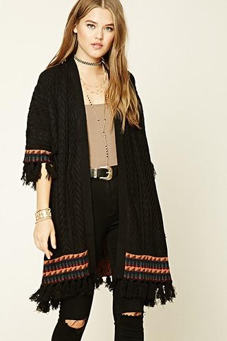 Forever21 Women's  Tasseled-hem Cardigan