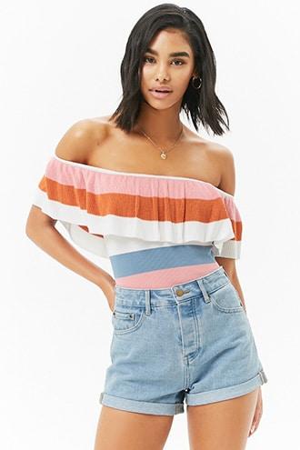 Forever21 Off-the-shoulder Ribbed Knit Top