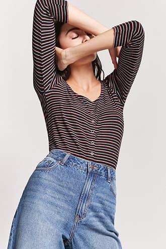 Forever21 Stripe Button-down Top