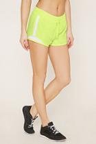 Forever21 Women's  Citron & White Active Mesh-paneled Shorts