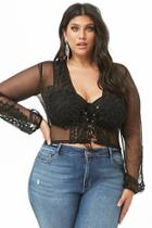 Forever21 Plus Size Sheer Crochet Lace Crop Top