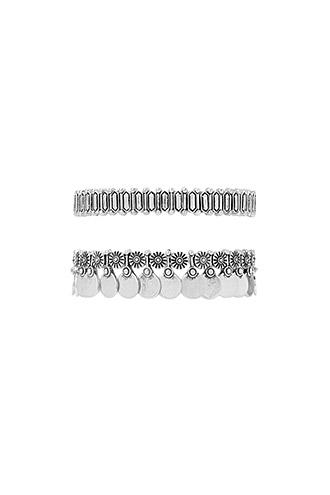 Forever21 B.silver Medallion Stretch Bracelet Set