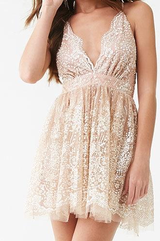 Forever21 Embellished Glitter Mesh Dress