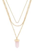 Forever21 Layered Faux Crystal Pendant Necklace