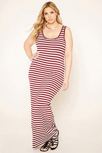 Forever21 Plus Women's  Plus Size Stripe Maxi Dress