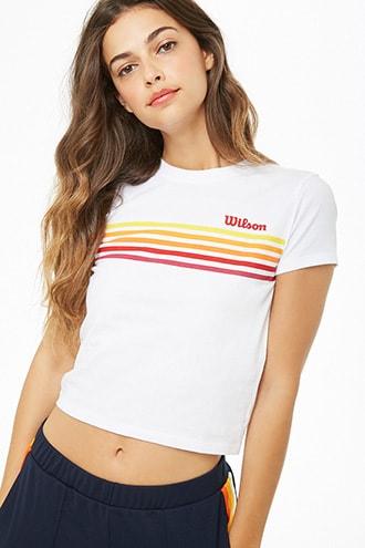 Forever21 Wilson Striped-front Logo Tee