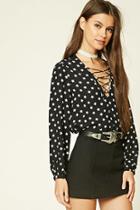 Forever21 Women's  Lace-up Star Print Top