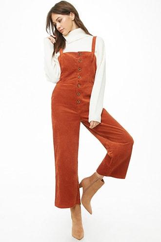 Forever21 Corduroy Cropped Jumpsuit