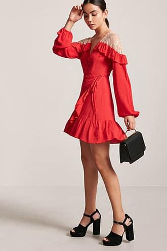 Forever21 Ruffle Lace Wrap-front Dress