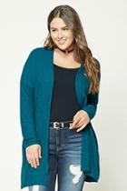 Forever21 Plus Women's  Teal Plus Size Marled Knit Cardigan