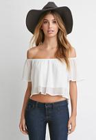 Forever21 Off-the-shoulder Flutter-sleeve Crop Top
