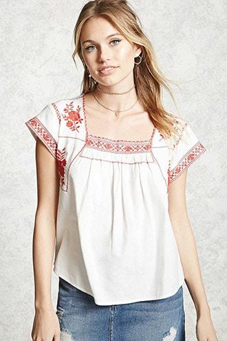 Forever21 Embroidered Top