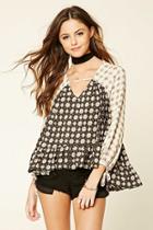 Forever21 Women's  Floral Cutout-neck Top