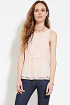 Love21 Women's  Blush Contemporary Shirred-front Top