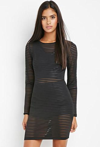 Love21 Semi-sheer Shadow Stripe Dress