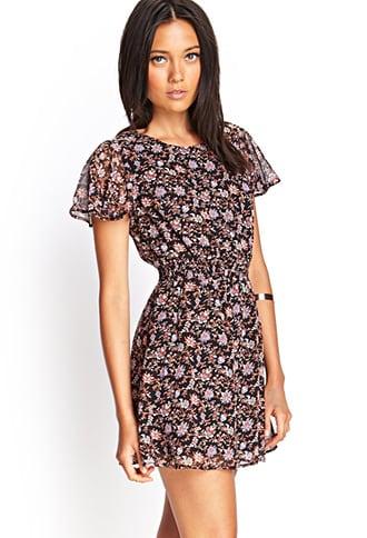 Forever21 Floral Flutter Sleeve Dress